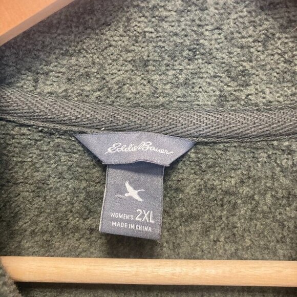 Eddie Bauer Heathered Green Zip Up Sweater Jacket Womens 2XL Fleece Lined Pocket - Picture 4 of 16